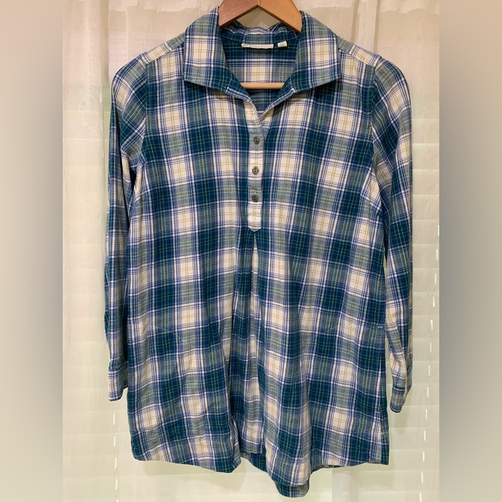 J. Jill Uncommon Threads cotton flannel tunic with pockets size s petite